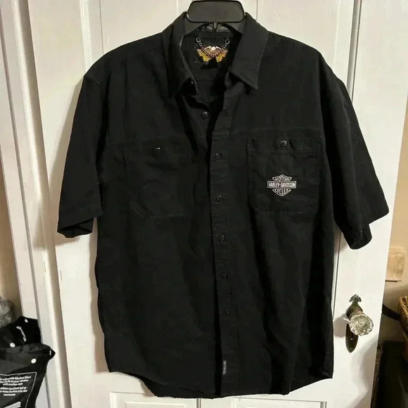 Men’s Harley-Davidson Classic Embroidered Pocket Logo 100% Cotton Button Shirt! - Picture 1 of 5